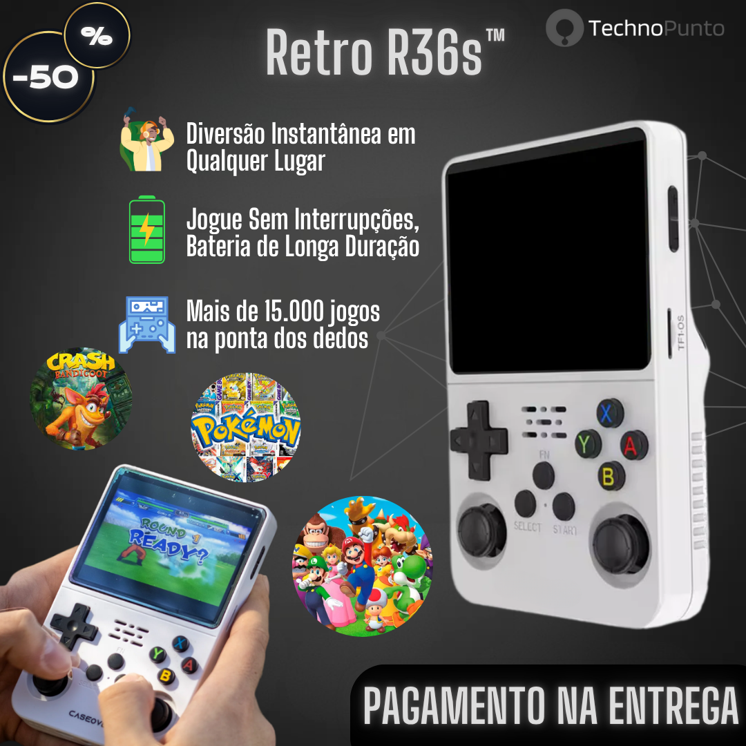 Consola Retro R36s - Jogue Mais de 15.000 Jogos em Qualquer Lugar