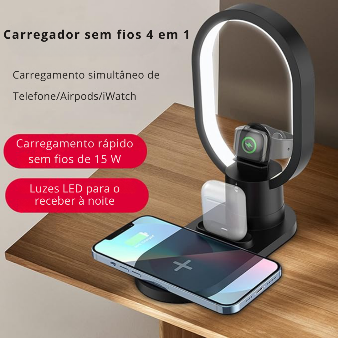 CarregaTudo™ - Base de carregamento sem fios 4 em 1