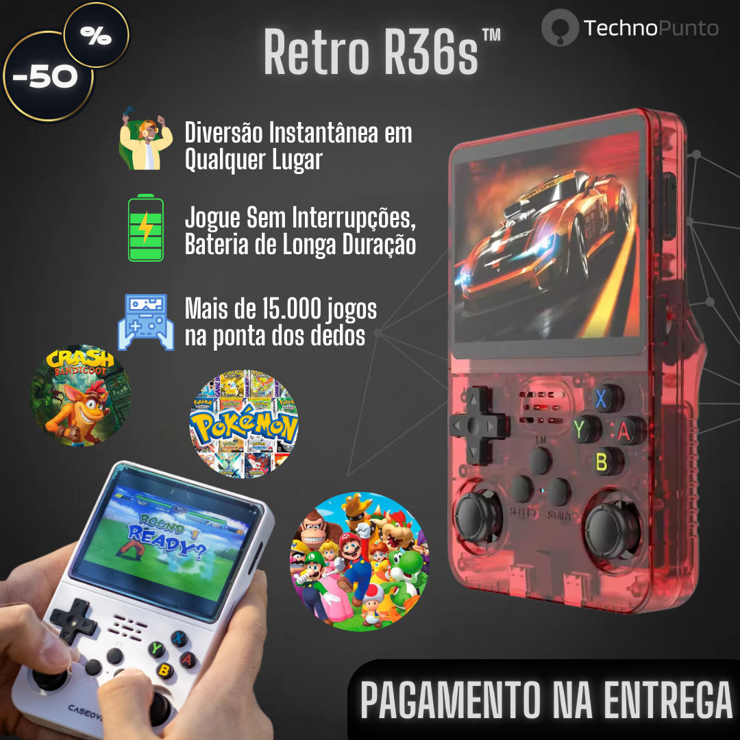 Consola Retro R36s - Jogue Mais de 15.000 Jogos em Qualquer Lugar