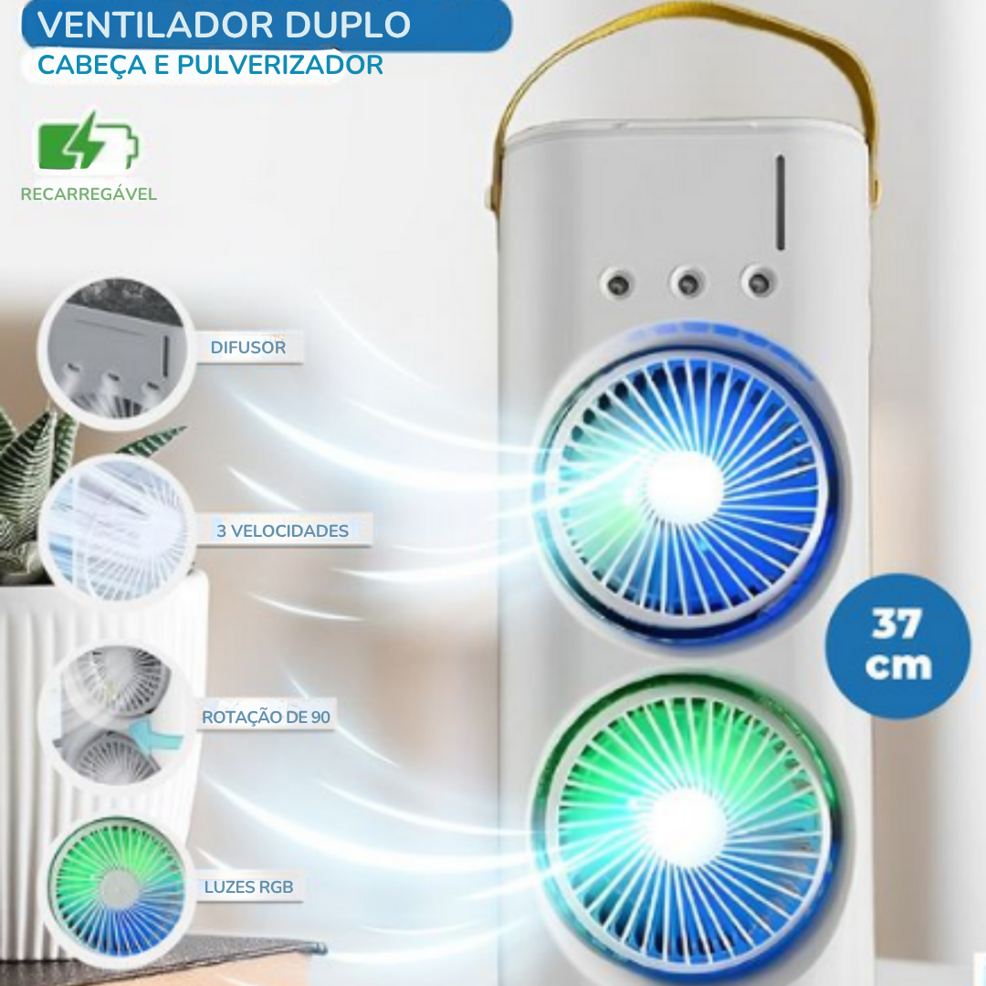 ClimaCool™ - Ventoinha dupla com humidificador e luzes RGB