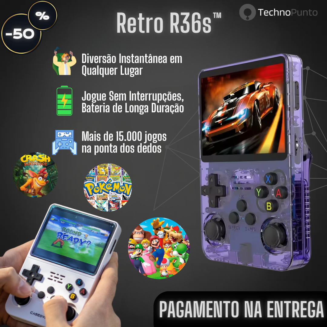 Consola Retro R36s - Jogue Mais de 15.000 Jogos em Qualquer Lugar