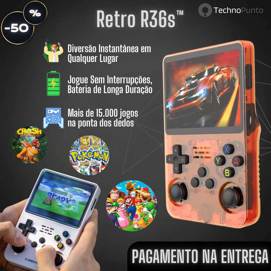 Consola Retro R36s - Jogue Mais de 15.000 Jogos em Qualquer Lugar