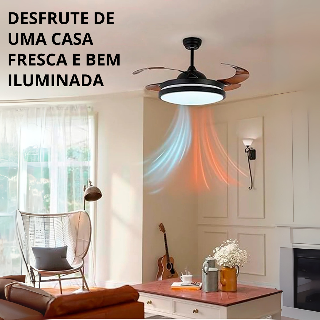 Ventiluz™ - Ventilador de teto LED com lâminas retrácteis