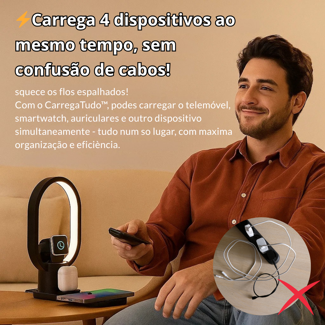 CarregaTudo™ - Base de carregamento sem fios 4 em 1