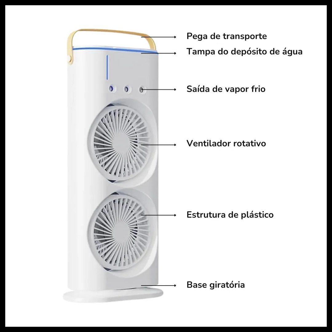 ClimaCool™ - Ventoinha dupla com humidificador e luzes RGB