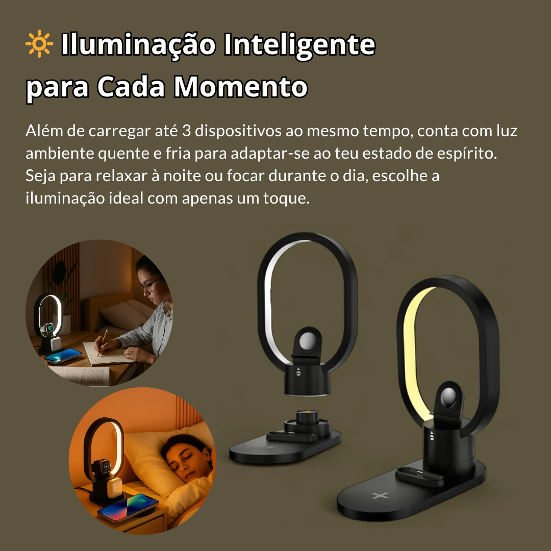 CarregaTudo™ - Base de carregamento sem fios 4 em 1