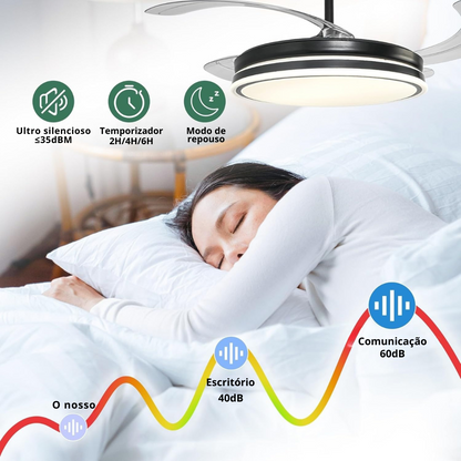 Ventiluz™ - Ventilador de teto LED com lâminas retrácteis