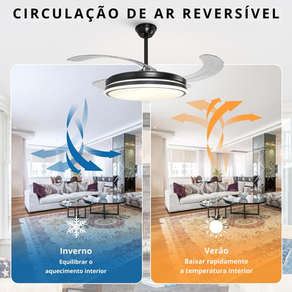 Ventiluz™ - Ventilador de teto LED com lâminas retrácteis