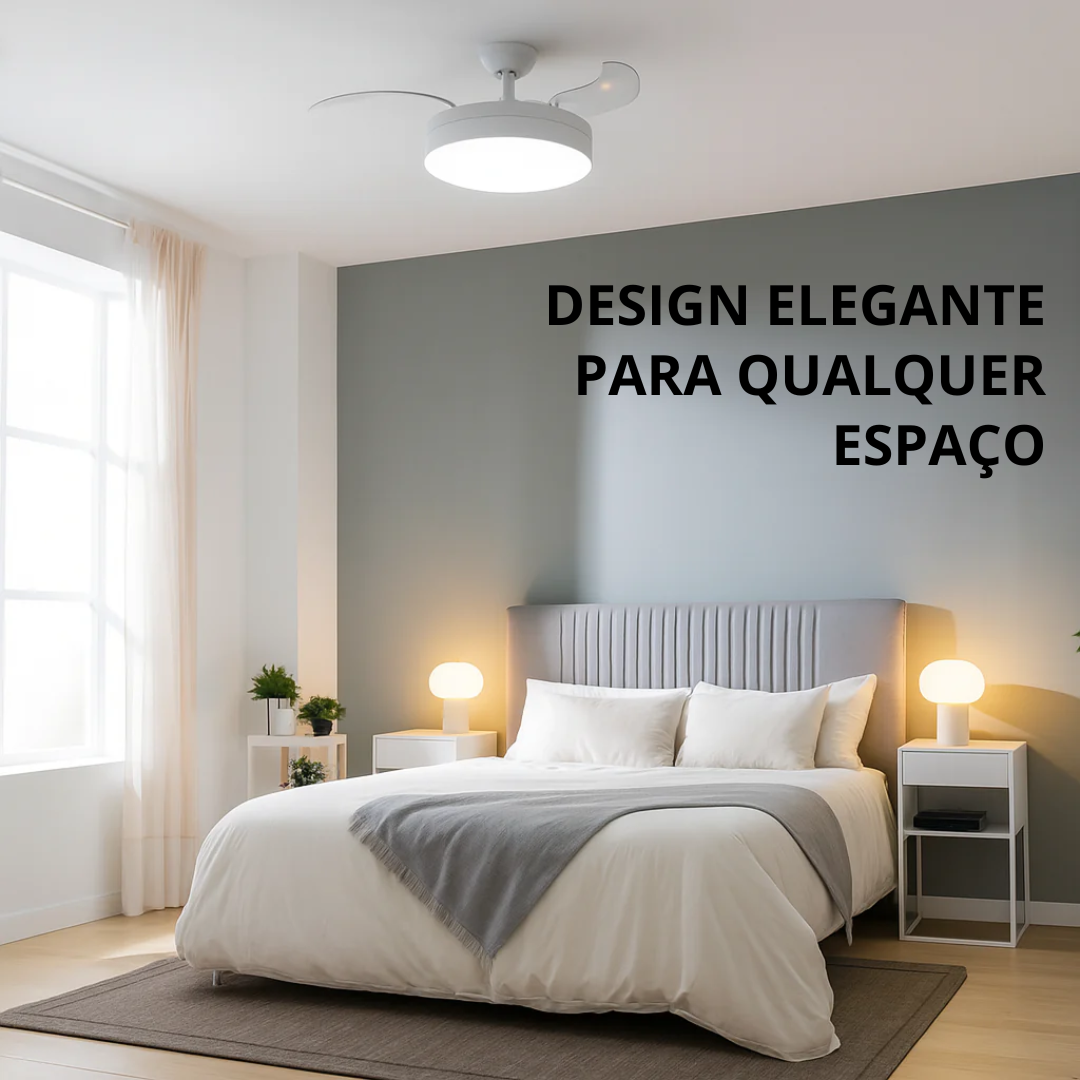Ventiluz™ - Ventilador de teto LED com lâminas retrácteis