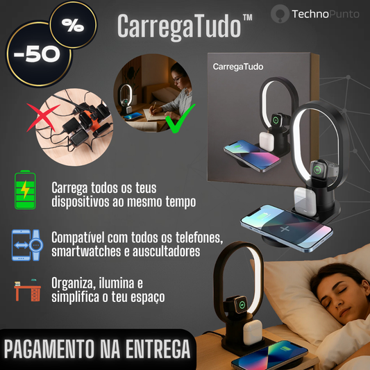 CarregaTudo™ - Base de carregamento sem fios 4 em 1