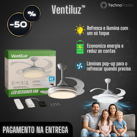 Ventiluz™ - Ventilador de teto LED com lâminas retrácteis