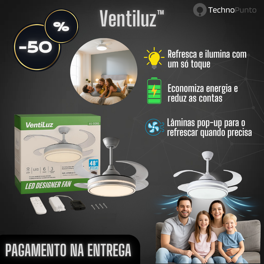 Ventiluz™ - Ventilador de teto LED com lâminas retrácteis